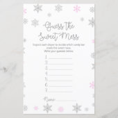 Winter Snowflake Baby Shower Game PRINTIERT (Vorderseite)