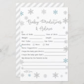 Winter Snowflake Baby Shower Game PRINTIERT (Vorne/Hinten)