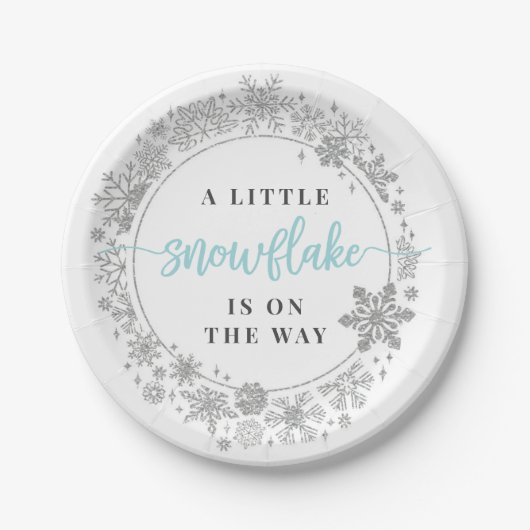 Winter Snowflake Baby Shower Paper Tellers Boy Pappteller (Vorderseite)