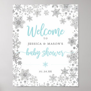 Winter Snowflake Babydusche Begrüßungszeichen Poster
