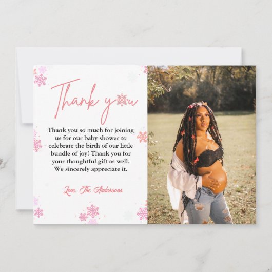 Winter Snowflake Babydusche Danke Karte (Vorderseite)