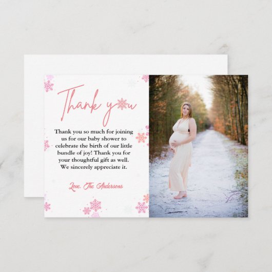 Winter Snowflake Babydusche Danke Karte (Vorne/Hinten)