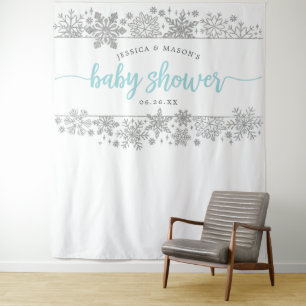 Winter Snowflake Babydusche im Hintergrund Foto St Wandteppich