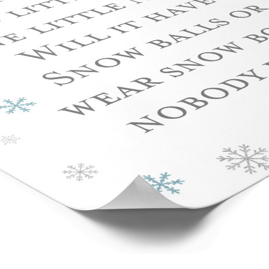 Winter Snowflake Babyduschzeichen Poster (Ecke)