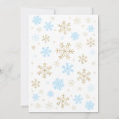 Winter Snowflake Blue and Gold Boy Geburtstag Einladung (Rückseite)
