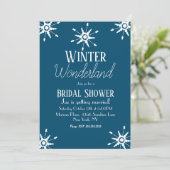 Winter Snowflake Blue Bridal Dusche Einladung (Stehend Vorderseite)