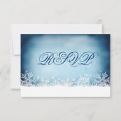 Winter Snowflake Blue Holiday Wedding RSVP Karten (Rückseite)