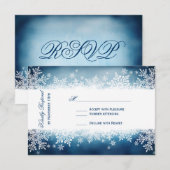 Winter Snowflake Blue Holiday Wedding RSVP Karten (Vorne/Hinten)