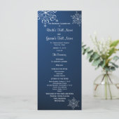Winter Snowflake Blue Wedding Programm (Stehend Vorderseite)