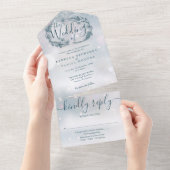 Winter Snowflake Bohemian Foliage Wedding All In One Einladung (Abreißen)