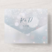 Winter Snowflake Bohemian Foliage Wedding All In One Einladung (Rückseite)