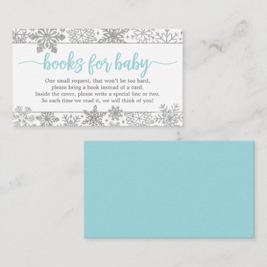 Winter Snowflake Book Request Baby Dusche Begleitkarte (Vorne/Hinten)