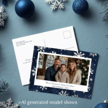 Winter Snowflake Border Navy Weihnachtsfest Foto