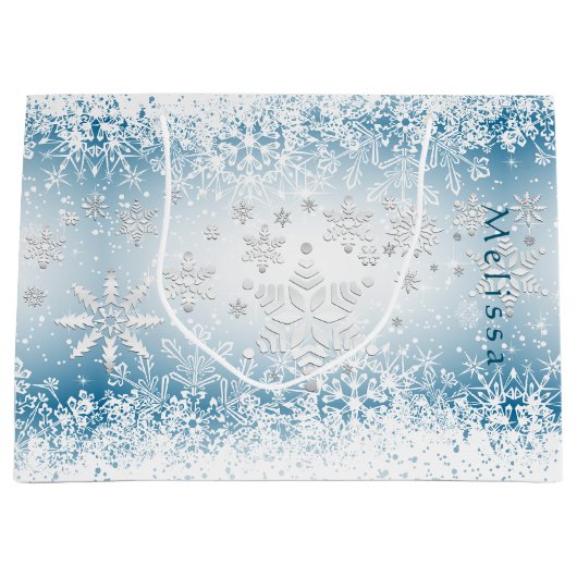 Winter Snowflake Design - Persönlich gestalten Große Geschenktüte (Vorderseite)