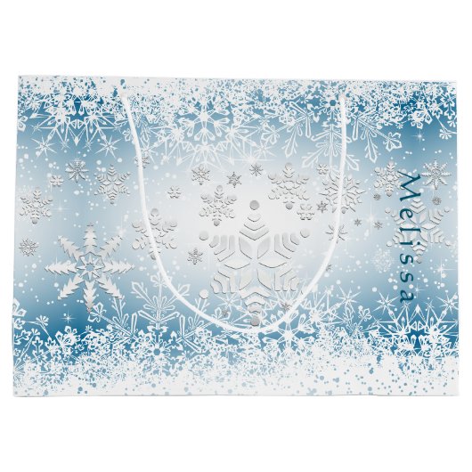 Winter Snowflake Design - Persönlich gestalten Große Geschenktüte (Rückseite)