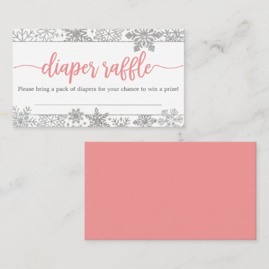Winter Snowflake Diaper Raffle Baby Duschkarte Begleitkarte (Vorne/Hinten)