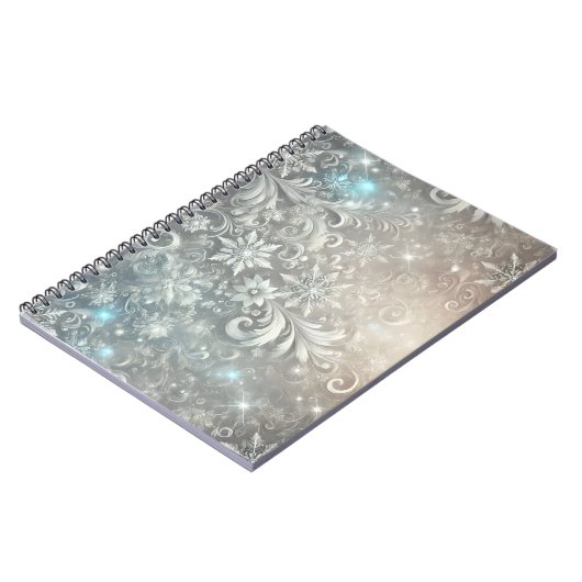 Winter Snowflake Fantasy Icy Silver Enchanted Notizblock (Linke Seite)