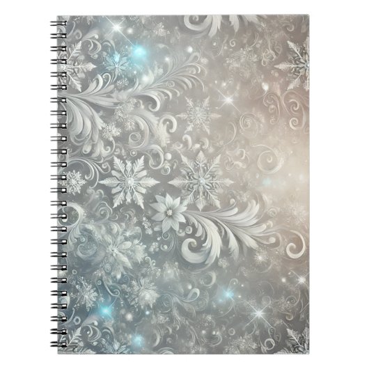 Winter Snowflake Fantasy Icy Silver Enchanted Notizblock (Vorderseite)