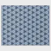 Winter Snowflake & Floral Pattern auf Dunkelblau Geschenkpapier (Flach)