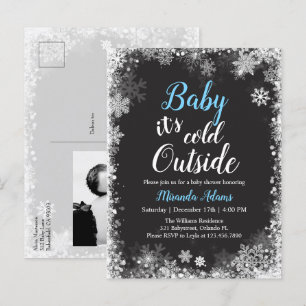 Winter Snowflake Foto Boy Baby Dusche Einladungspostkarte