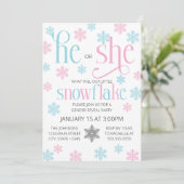 Winter Snowflake Gender Reveal Invitation Einladung (Stehend Vorderseite)