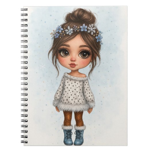 Winter Snowflake Girl Notebook  Notizblock (Vorderseite)