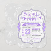 Winter Snowflake Glitzer Kinderdusche Einladung (Vorne/Hinten)