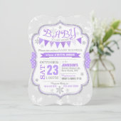 Winter Snowflake Glitzer Kinderdusche Einladung (Stehend Vorderseite)