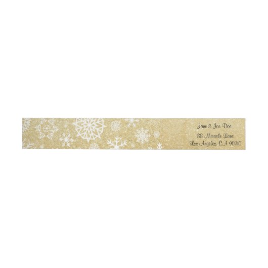 Winter Snowflake Gold Glitter Black Monogram Label (Person)