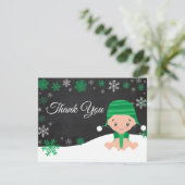 Winter Snowflake Green Danke Karte (Stehend Vorderseite)