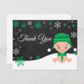 Winter Snowflake Green Danke Karte (Vorne/Hinten)