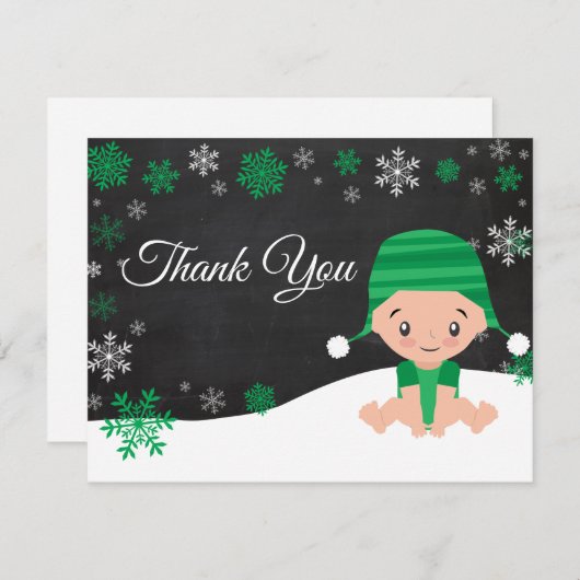 Winter Snowflake Green Danke Karte (Vorne/Hinten)