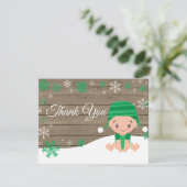 Winter Snowflake Green Danke Karte (Stehend Vorderseite)
