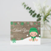 Winter Snowflake Green Danke Karte (Stehend Vorderseite)