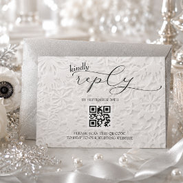 Winter Snowflake Hochzeit einfache QR RSVP Karte