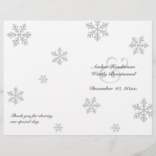 Winter-Snowflake-Hochzeitsprogramm (Vorderseite)