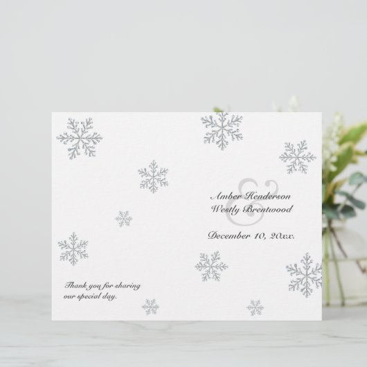 Winter-Snowflake-Hochzeitsprogramm (Stehend Vorderseite)