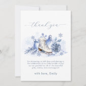 Winter Snowflake Ice Skate Baby Shower Dankeskarte (Vorderseite)