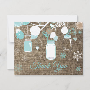 Winter Snowflake Mason Jar Aqua Danke Karte