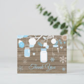 Winter Snowflake Mason Jar Blue Danke Karte (Stehend Vorderseite)