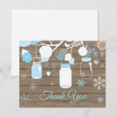 Winter Snowflake Mason Jar Blue Danke Karte (Vorne/Hinten)