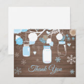 Winter Snowflake Mason Jar Blue Danke Karte (Vorne/Hinten)