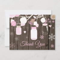 Winter Snowflake Mason Jar Pink Dankeschön Karte