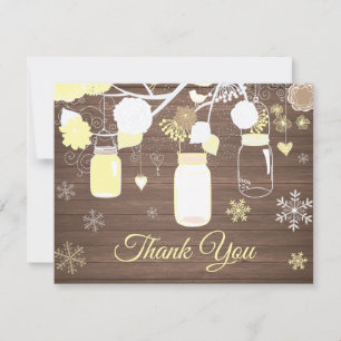Winter Snowflake Mason Jar Yellow Dankeschön Karte