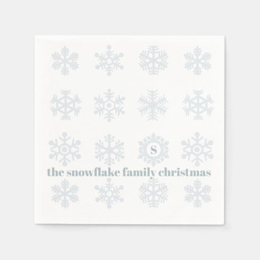 Winter Snowflake Monogram Weihnachtsbuch Napkins Serviette (Vorderseite)