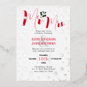 Winter Snowflake Mr. und Mrs. Christmas Folieneinladung (Vorderseite)