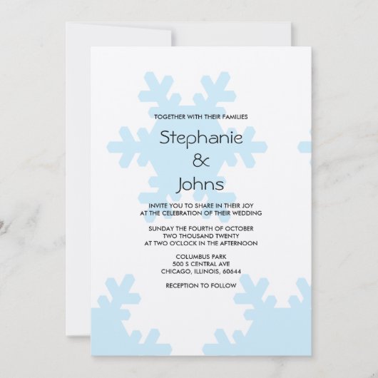 Winter Snowflake Muster Blau Silber Coole Hochzeit Einladung (Vorderseite)