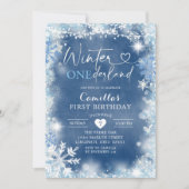 Winter Snowflake Onederland Einladung zum Geburtst (Vorderseite)