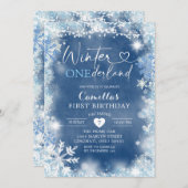 Winter Snowflake Onederland Einladung zum Geburtst (Vorne/Hinten)