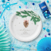 Winter Snowflake Pine cone Baby Shower Welcome Pappteller (Party)